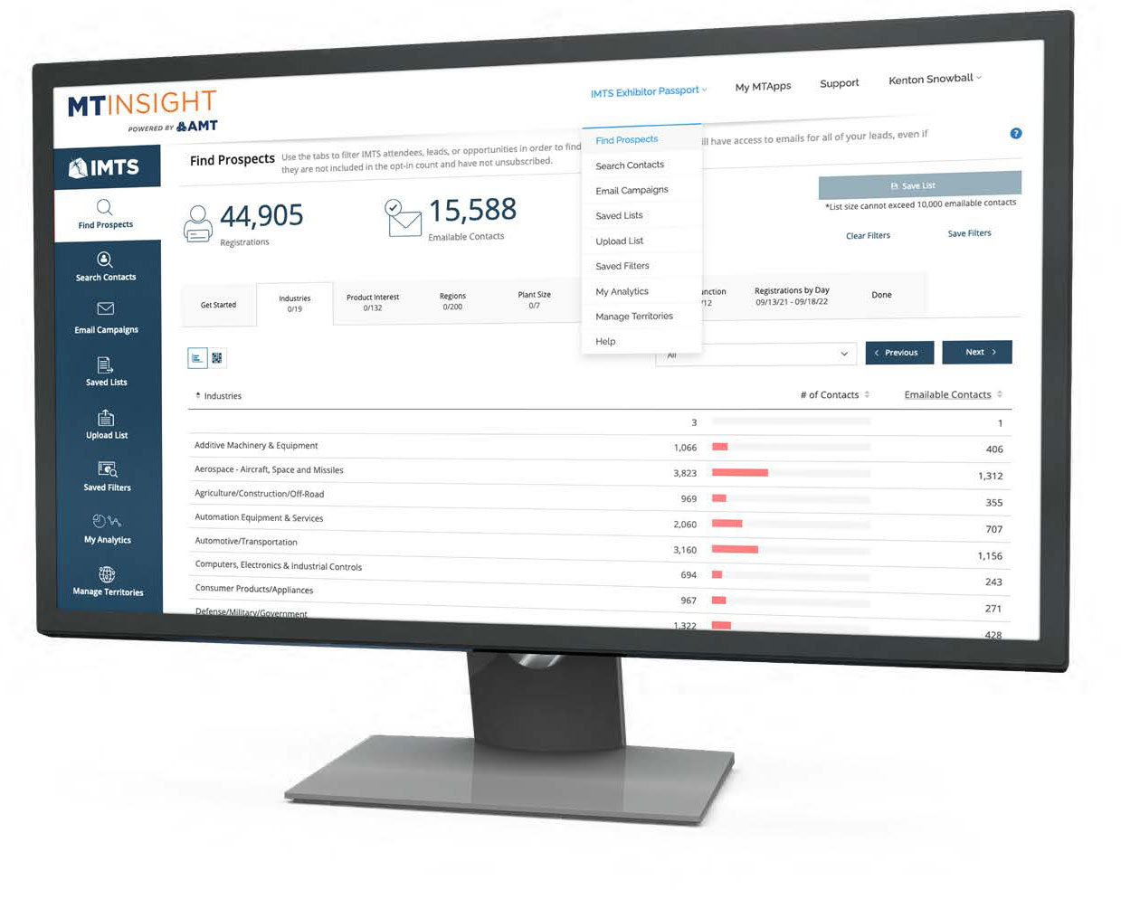 image: Computer monitor displaying IMTS Exhibitor Passport